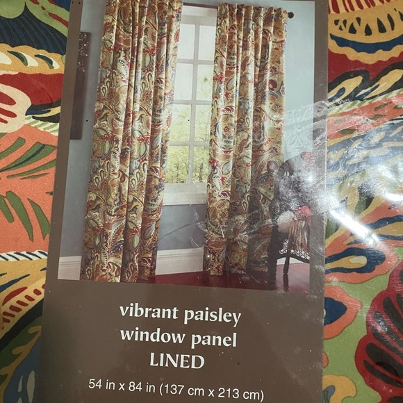 New Rare Pier 1 Vibrant Paisley Patterned Window Lined Curtain Panels 54”x 84” - Picture 2 of 11